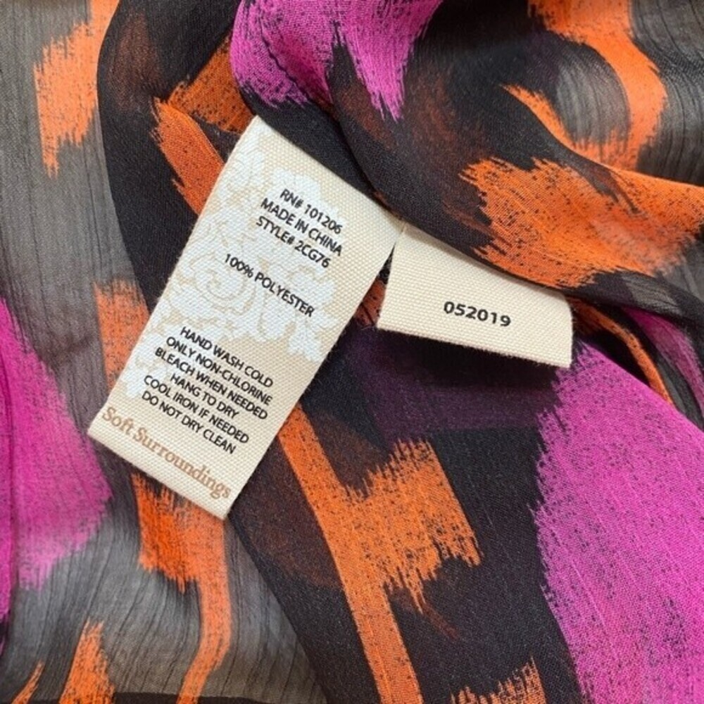 NWOT Soft Surroundings lightweight beaded kimono small pink orange black boho - Picture 5 of 5
